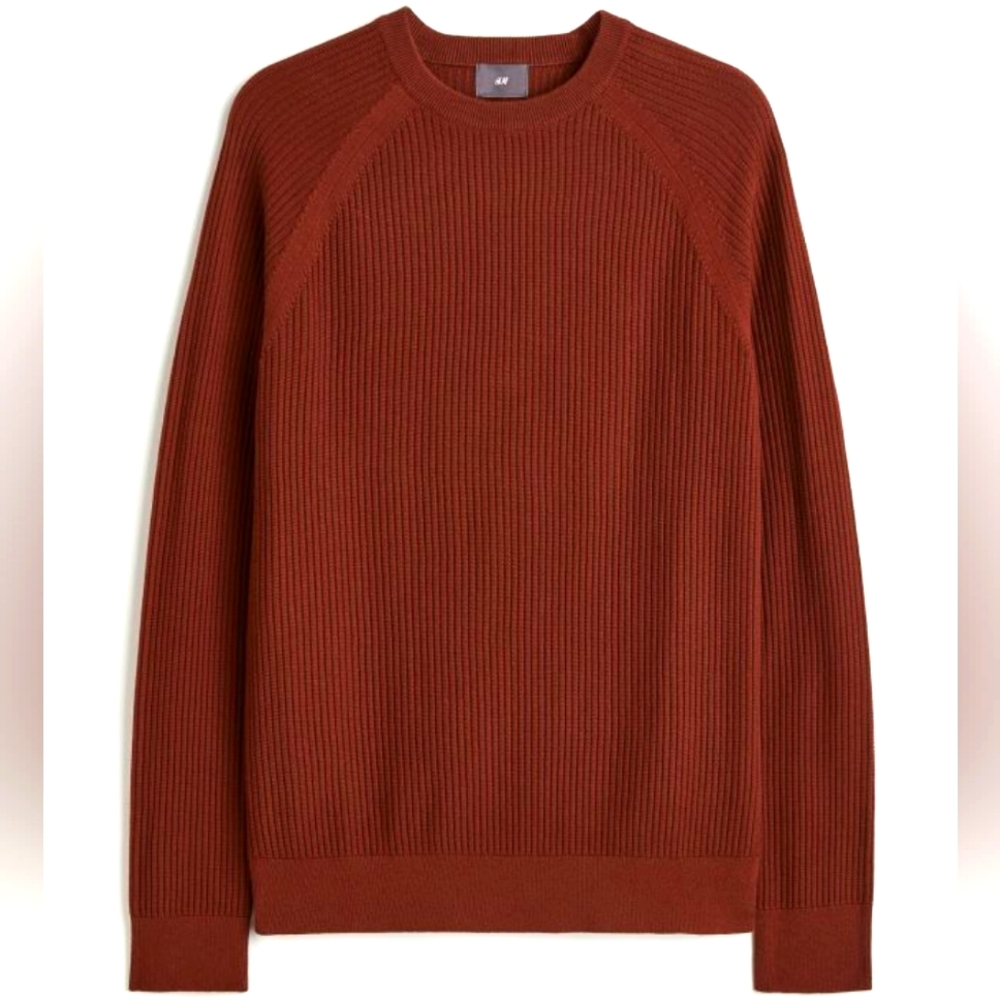 H&M muscle fit knit sweater - Rust Brown